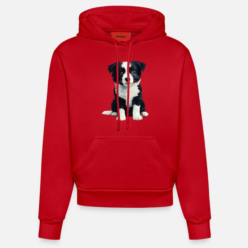 Border Collie bébé - Sweat à capuche bio ajusté fabriqué en UE - rouge