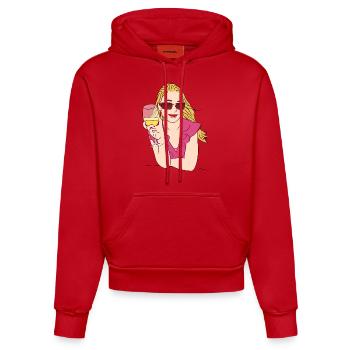 wein wine flasche glas bottle barrels glasses63 - Organic Fitted Hoodie Made in EU - Rot - Vorne