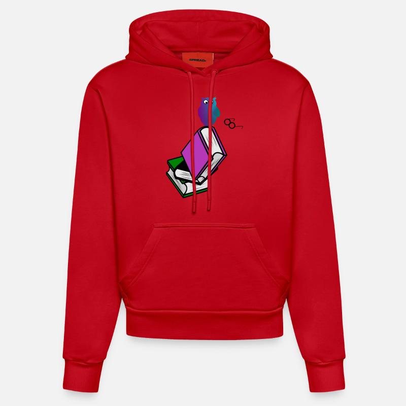 Buch Mit Eule - Organic Fitted Hoodie Made in EU - Rot