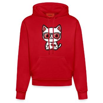 Chat Halloween Cool - Sweat à capuche bio ajusté fabriqué en UE - rouge - Devant