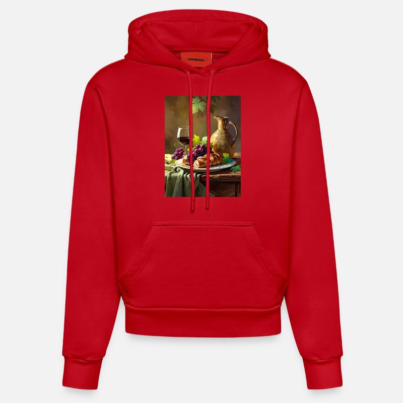 Élégance rustique - Sweat à capuche bio ajusté fabriqué en UE - rouge