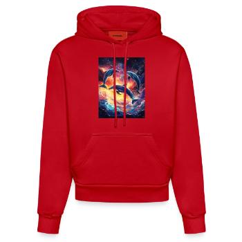 Dauphin Océan Galaxie Espace Dauphins de l’espace - Sweat à capuche bio ajusté fabriqué en UE - rouge - Devant