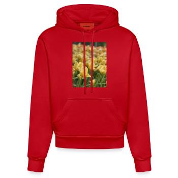 Tulip Sea yellow - Organic Fitted Hoodie Made in EU - red - Front