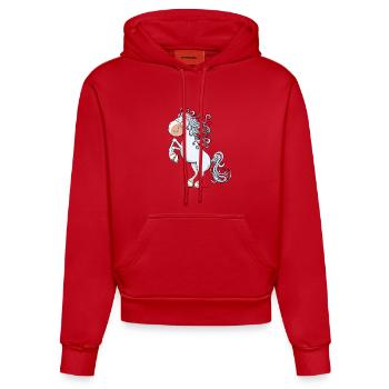 Steigendes Pferd im wallender Mähne I Comic - Organic Fitted Hoodie Made in EU - Rot - Vorne