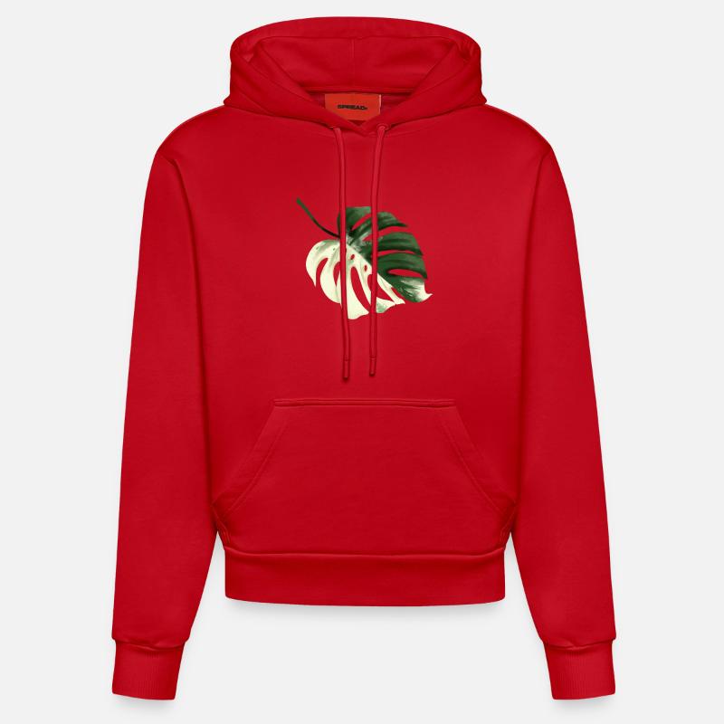 Conception premium Monstera - Sweat à capuche bio ajusté fabriqué en UE - rouge