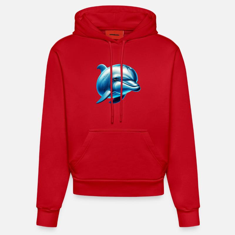Dauphin - Sweat à capuche bio ajusté fabriqué en UE - rouge
