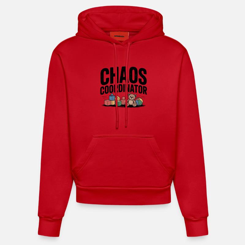 coordinateur du chaos - Sweat à capuche bio ajusté fabriqué en UE - rouge