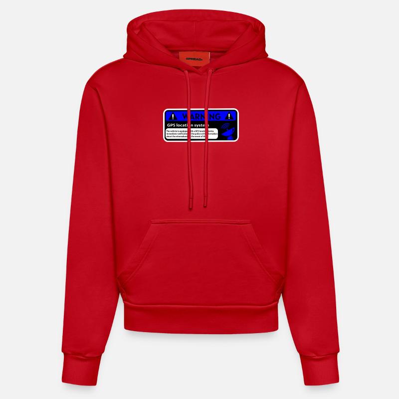 Alerte GPS et localisation véhicule - Sweat à capuche bio ajusté fabriqué en UE - rouge