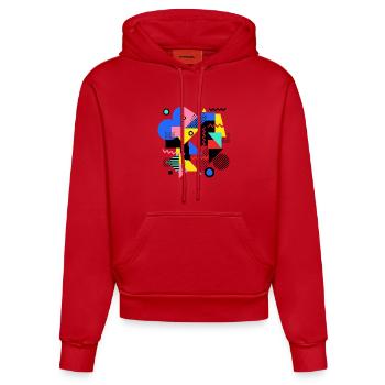 Geometric Color Explosion Pop Art - Organic Fitted Hoodie Made in EU - red - Front