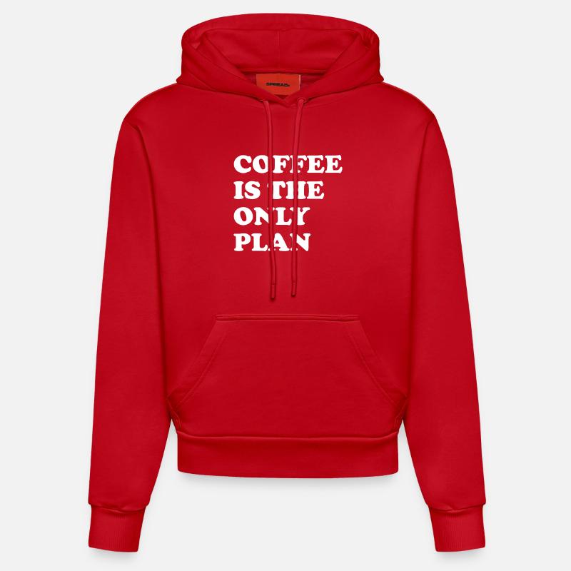 Kaffee Ist Der Einzige Plan - Organic Fitted Hoodie Made in EU - Rot