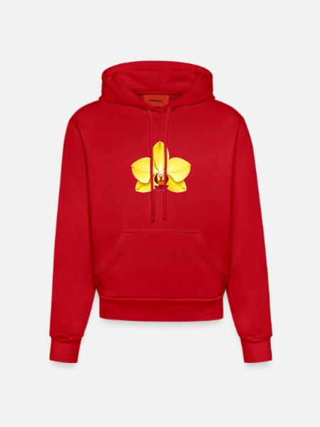 orchidée - Sweat à capuche bio ajusté fabriqué en UE - rouge