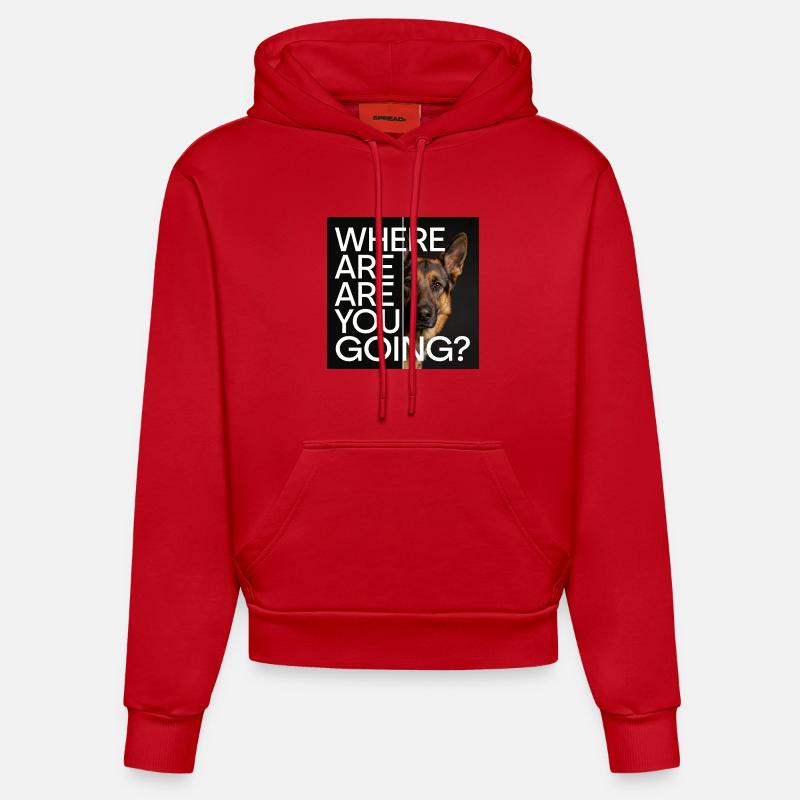 Motif de déclaration du berger allemand - Sweat à capuche bio ajusté fabriqué en UE - rouge