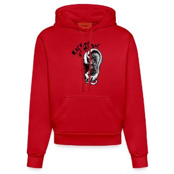Kick me avec de la musique - Sweat à capuche bio ajusté fabriqué en UE - rouge - Devant