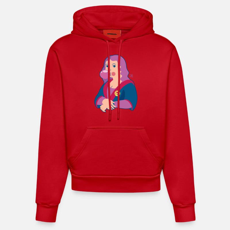 Mona Lisa chicle - Sweat à capuche bio ajusté fabriqué en UE - rouge