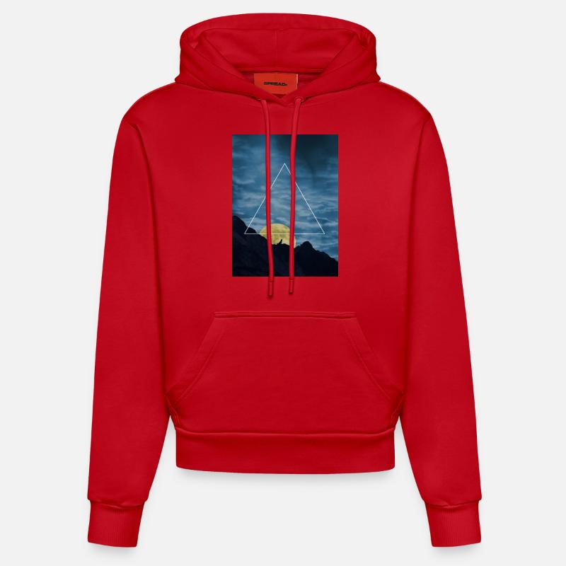 loup-triangle - Sweat à capuche bio ajusté fabriqué en UE - rouge