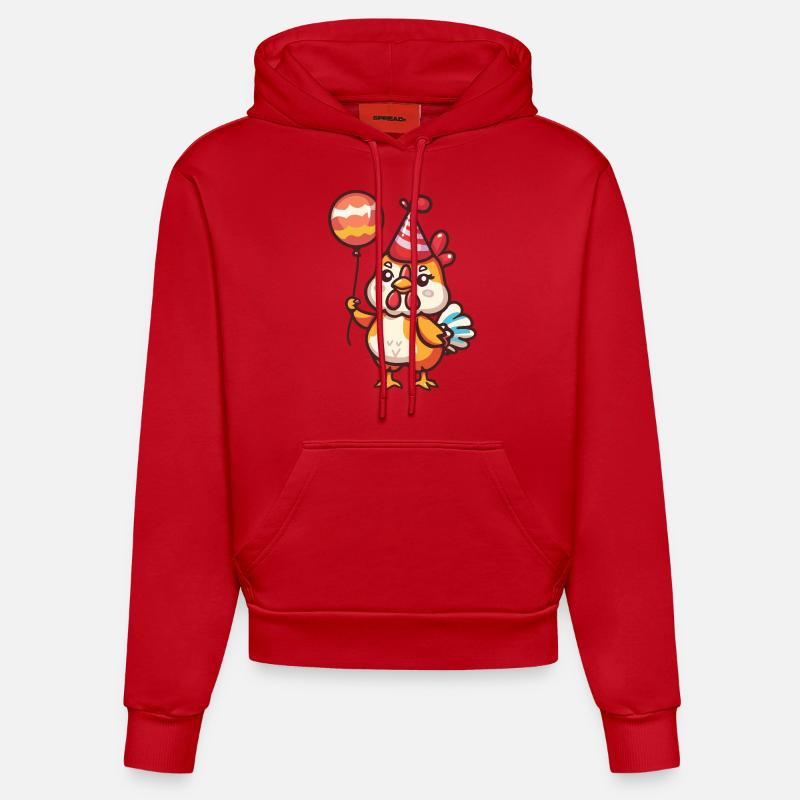 Coq Anniversaire Bébé - Sweat à capuche bio ajusté fabriqué en UE - rouge