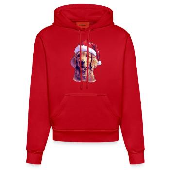 Chien Golden Retriever de Noël - Sweat à capuche bio ajusté fabriqué en UE - rouge - Devant