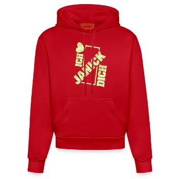 Couple Janick - Sweat à capuche bio ajusté fabriqué en UE - rouge - Devant