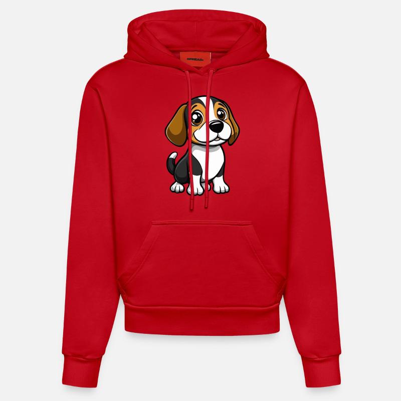 Beagle chien bande dessinée bébé - Sweat à capuche bio ajusté fabriqué en UE - rouge