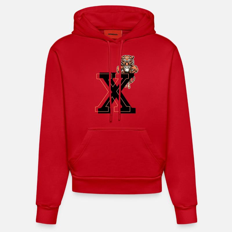 Buchstabe x Tiger - Geschenkidee - Organic Fitted Hoodie Made in EU - Rot