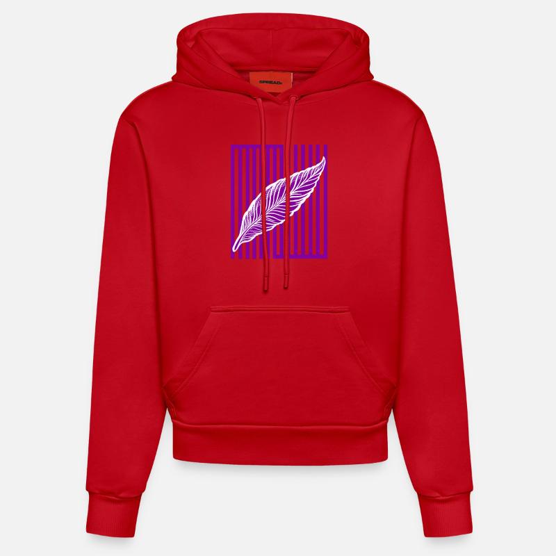 Plume sur barre verticale - Sweat à capuche bio ajusté fabriqué en UE - rouge