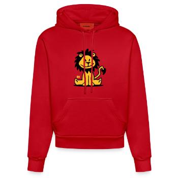 Lion - Sweat à capuche bio ajusté fabriqué en UE - rouge - Devant