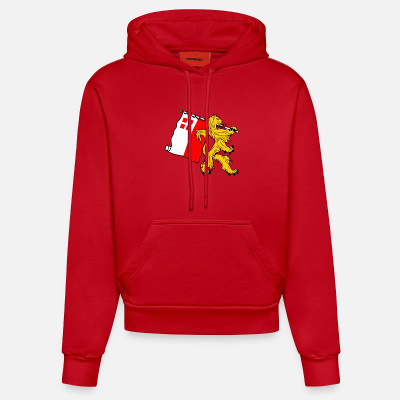 Lion avec drapeau Utrecht Utrecht drapeau - Sweat à capuche bio ajusté fabriqué en UE - rouge