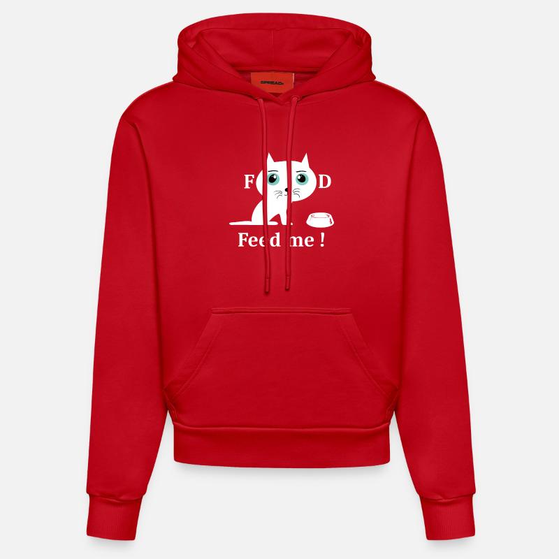 Chat blanc mignon - Sweat à capuche bio ajusté fabriqué en UE - rouge