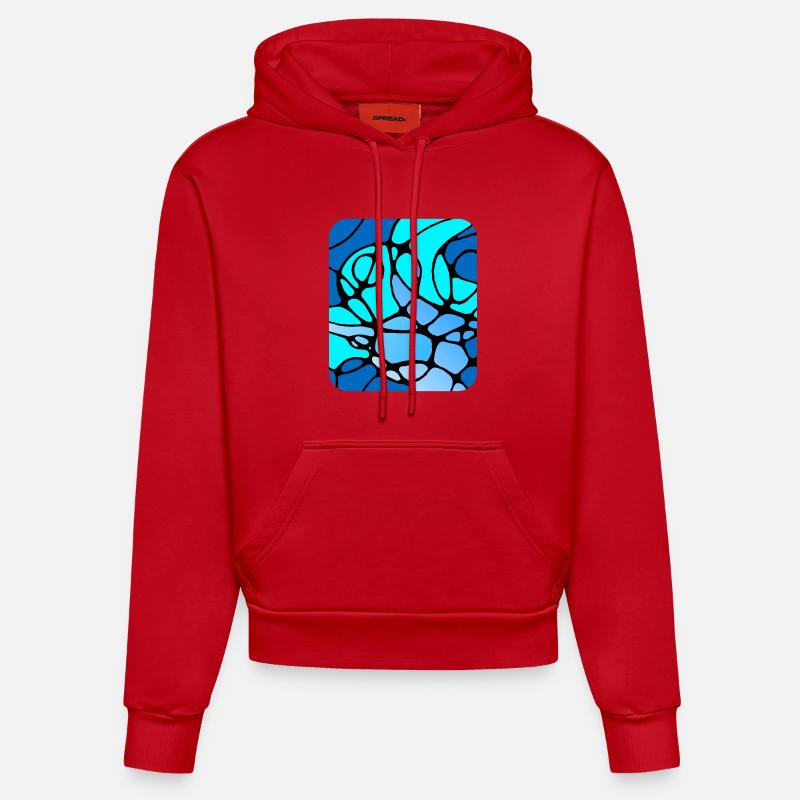 Conception abstraite moderne neurographique - Sweat à capuche bio ajusté fabriqué en UE - rouge
