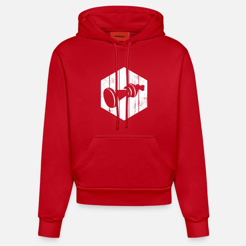Dessin de pièces d’échecs - Sweat à capuche bio ajusté fabriqué en UE - rouge