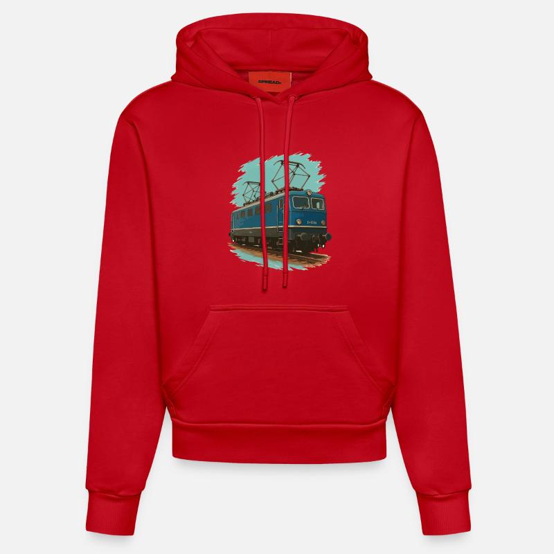 Électricité sur acier – E-Lok Power - Sweat à capuche bio ajusté fabriqué en UE - rouge