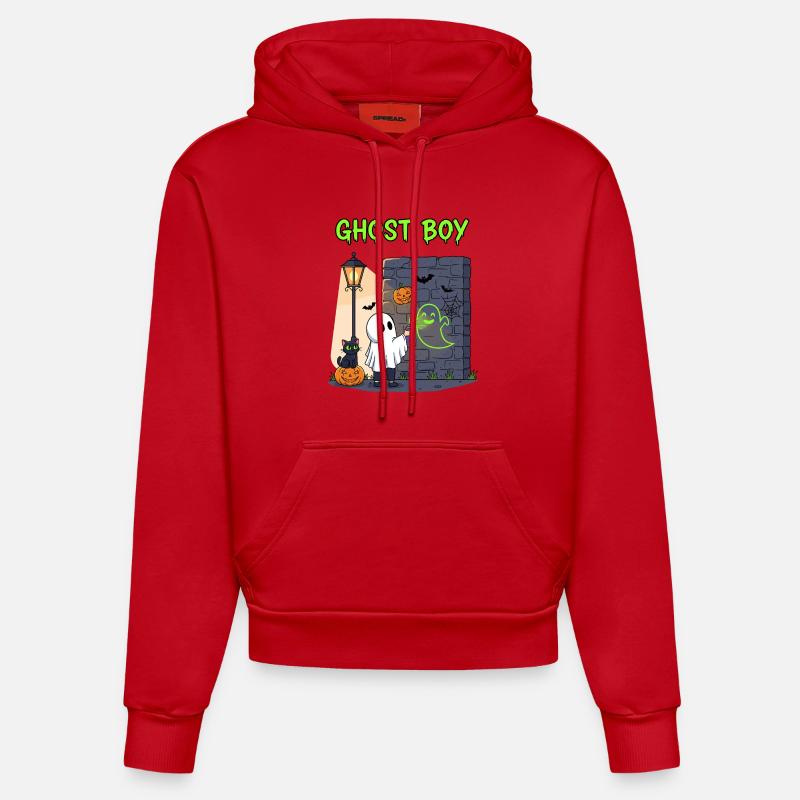 Ghost Boy Halloween Graffiti - Sweat à capuche bio ajusté fabriqué en UE - rouge