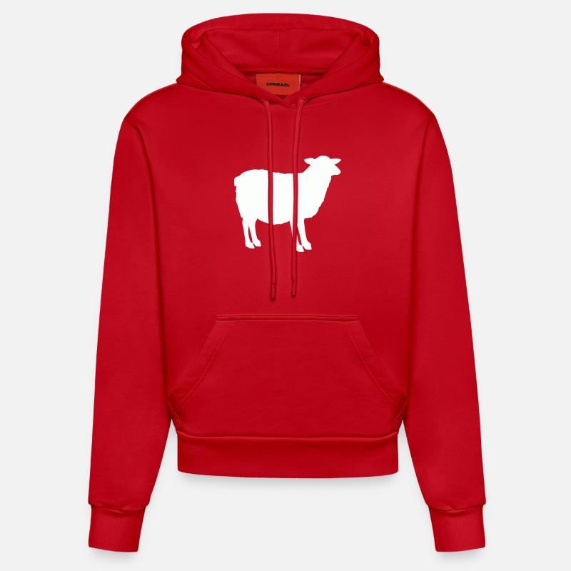 Silhouette de mouton - Sweat à capuche bio ajusté fabriqué en UE - rouge