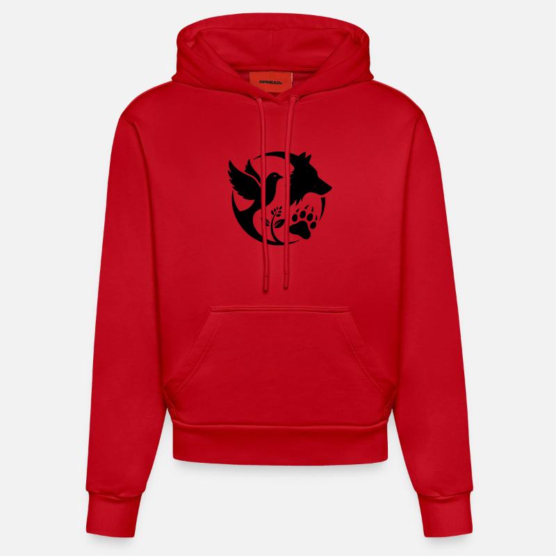 logoprotection animal - Sweat à capuche bio ajusté fabriqué en UE - rouge