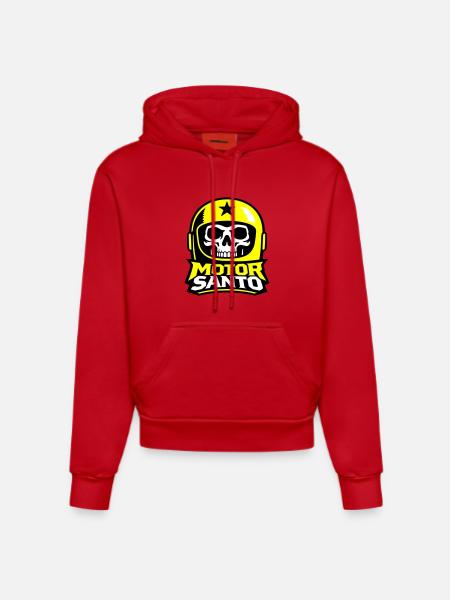 Motor Santo Skull Logo - Organic Fitted Hoodie Made in EU - red