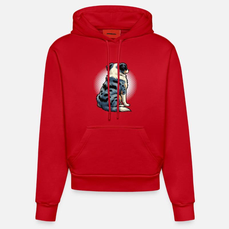 Berger australien Aussie Aussie Propriétaires Aussies - Sweat à capuche bio ajusté fabriqué en UE - rouge