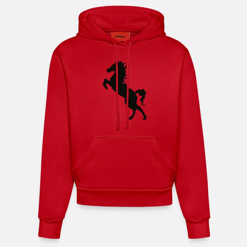 Cheval - Sweat à capuche bio ajusté fabriqué en UE - rouge