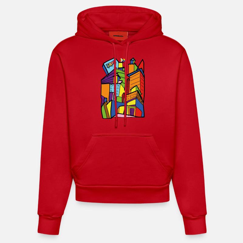 Maisons Heureuses - Sweat à capuche bio ajusté fabriqué en UE - rouge