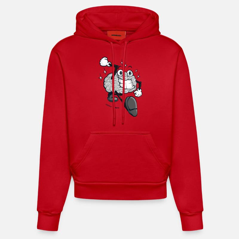 Cerveau Joyeux - version grise - Sweat à capuche bio ajusté fabriqué en UE - rouge