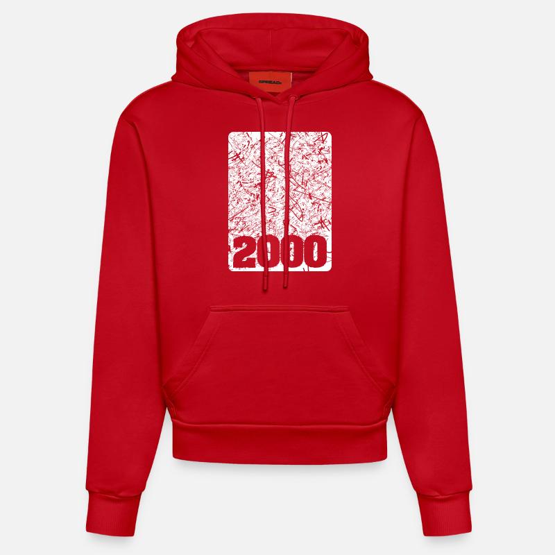 Numéro 2000 - Sweat à capuche bio ajusté fabriqué en UE - rouge