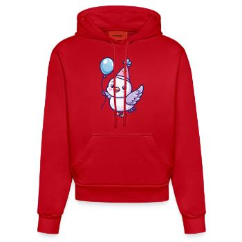 Taube Vogel Geburtstag Comic - Organic Fitted Hoodie Made in EU - Rot - Vorne