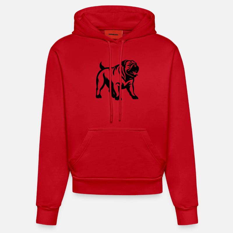 Chien bouledogue - Sweat à capuche bio ajusté fabriqué en UE - rouge