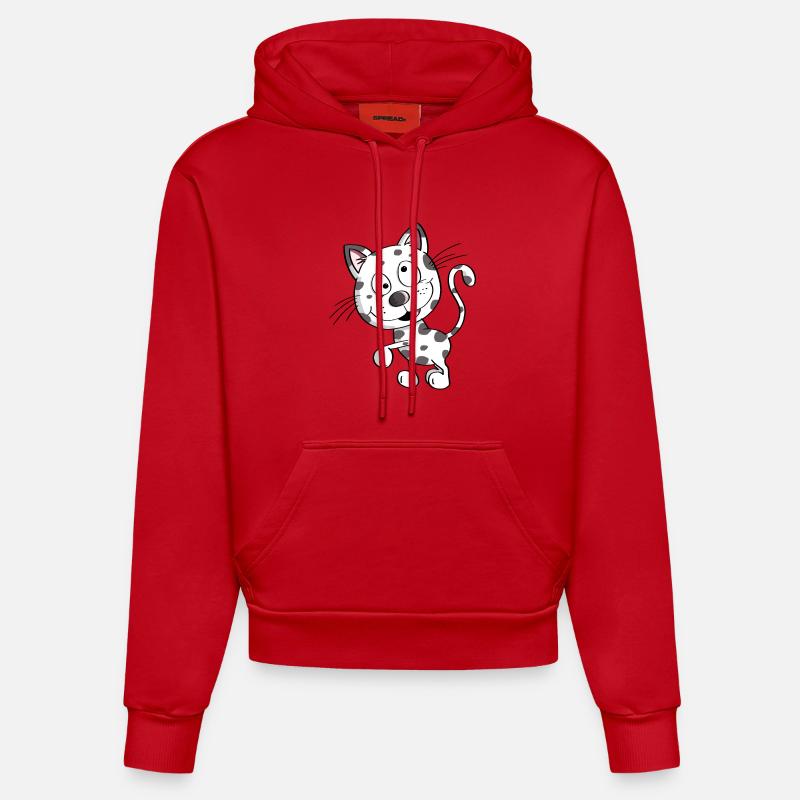 Chat mignon - Chats - Chat - Stubentiger - Sweat à capuche bio ajusté fabriqué en UE - rouge