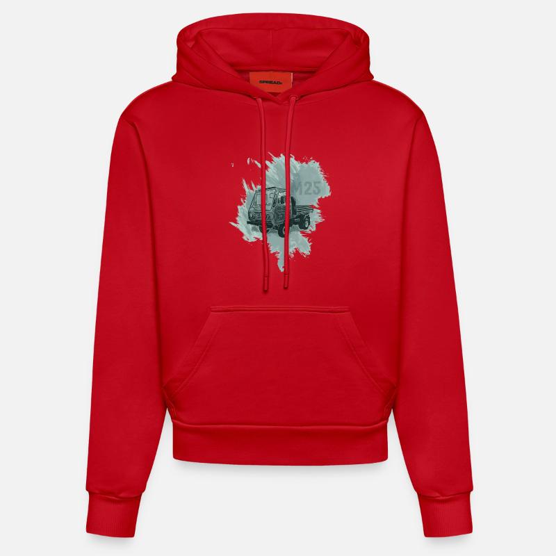 M25 Multicar - Sweat à capuche bio ajusté fabriqué en UE - rouge