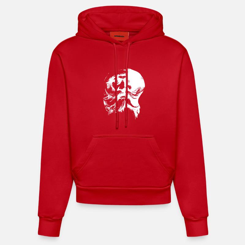 Visage rétro du Père Noël - Sweat à capuche bio ajusté fabriqué en UE - rouge