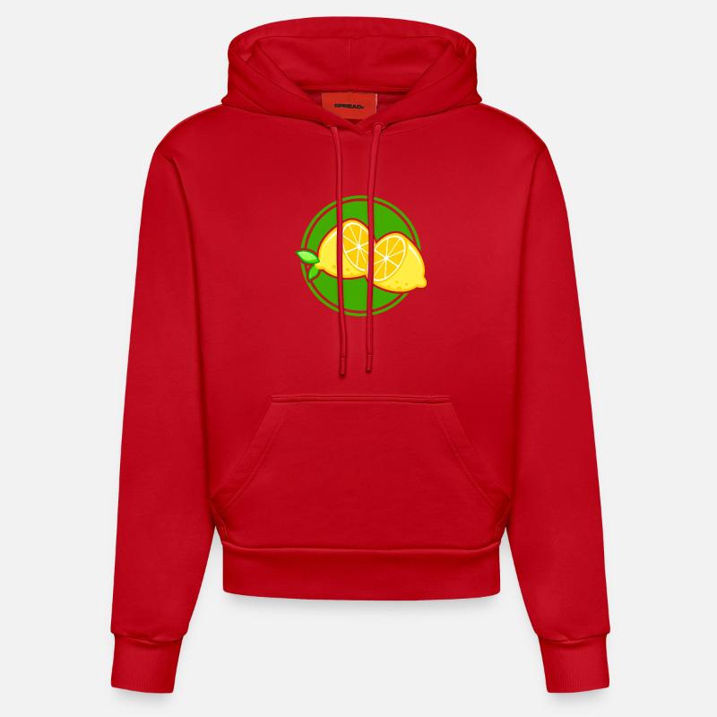 citron - Sweat à capuche bio ajusté fabriqué en UE - rouge