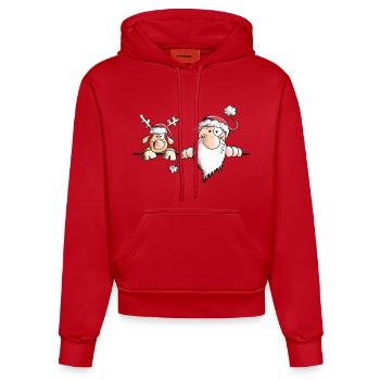 Das Weihnachts Team - Organic Fitted Hoodie Made in EU - Rot - Vorne