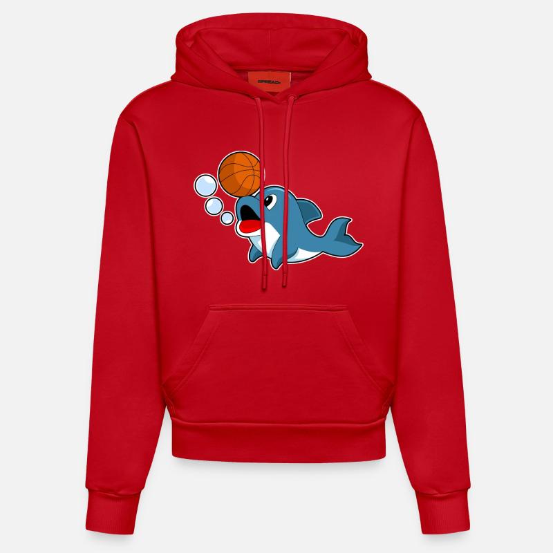 Dolphin Basketteur Basketteur - Sweat à capuche bio ajusté fabriqué en UE - rouge