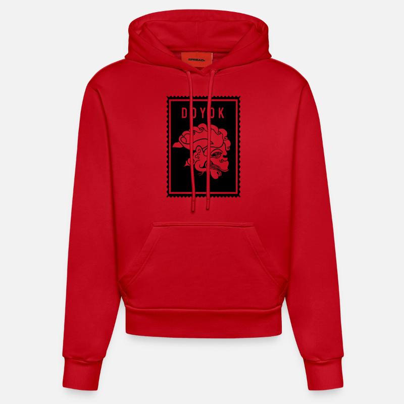 Doyok - Wayang - Sweat à capuche bio ajusté fabriqué en UE - rouge