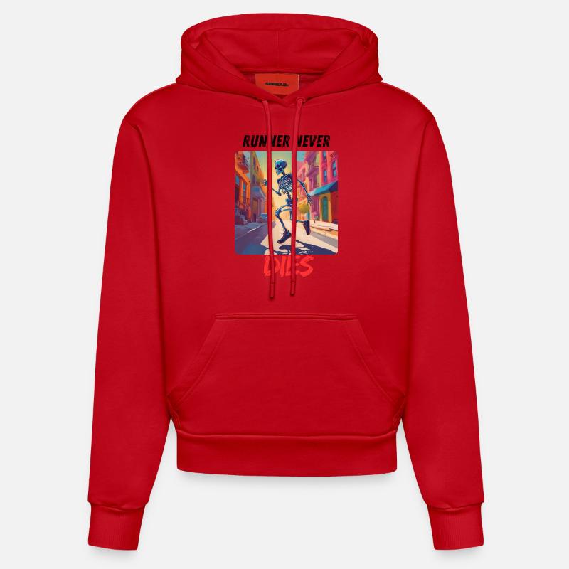 Runner never dies - Sweat à capuche bio ajusté fabriqué en UE - rouge